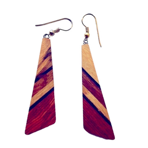 vintage brown wooden dangling earrings pair